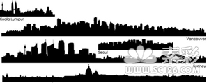 世界各城市名建筑剪影矢量图-2