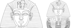 线描埃及国王神像矢量图