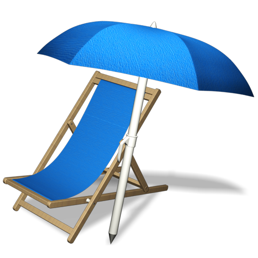 蓝色的太阳伞和蓝色沙滩椅
