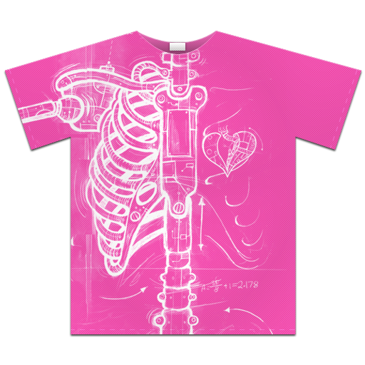粉色骨骼潮流T恤设计