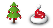 3D光感圣诞老人和圣诞帽PNG图标