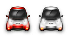 四种颜色的卡通高级轿车PNG图标