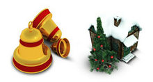 圣诞雪屋和圣诞树PNG图标