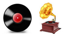 老式唱片机和唱片PNG图标