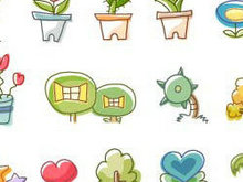 韩国绿色植物卡通矢量元素