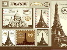 欧式建筑物邮票矢量图