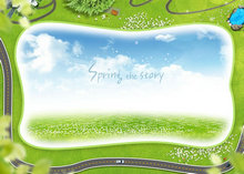 绿色春天风景文本框海报PSD素材