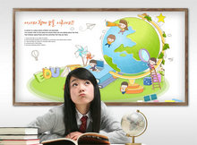 韩国女学生教育概念海报PSD素材