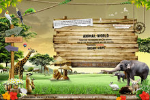 野生动物园指示牌宣传栏PSD素材