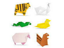 卡通可爱动物折纸矢量图