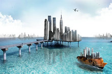 创意承载梦想海上城市设计PSD素材