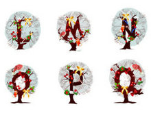圣诞字母树矢量图