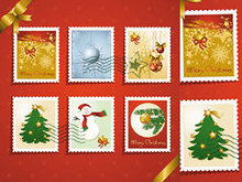 圣诞元素邮票矢量图3
