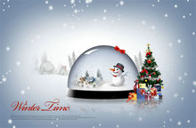 冬日雪景圣诞水晶球PSD素材