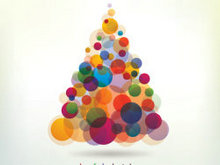 彩色光晕圣诞树-矢量图