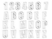 26字母数字3D线稿矢量效果图