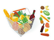 蔬果和购物筐矢量图4