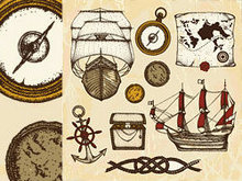 古代航海主题矢量图