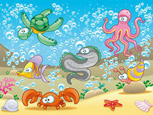 卡通海洋动物矢量图4