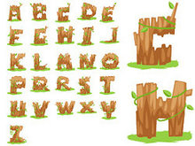 木制字母矢量图5