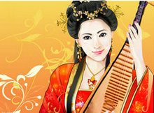 中国古典弹琵琶美女cdr矢量图