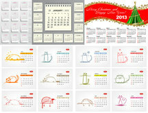 2013新年日历设计矢量图