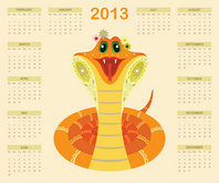 2013蛇年日历模板矢量图