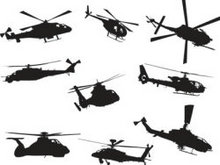 各类型直升机黑白剪影图矢量图