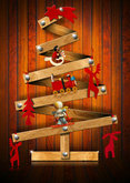 木板圣诞树图片素材