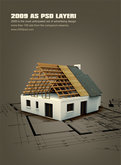 房子模型与图纸psd素材