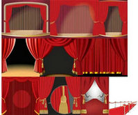 红色幕布舞台背景矢量图