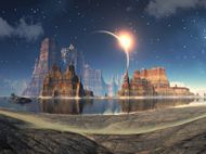 水中梦幻城堡夜景图片