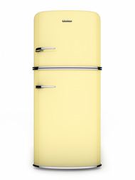 淡黄色冰箱正面图片