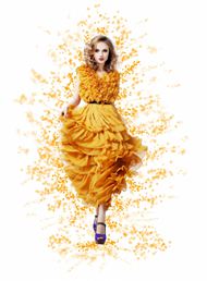 黄色连衣裙时尚美女图片