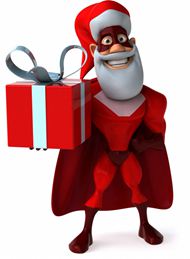 圣诞超人礼物盒高清图片