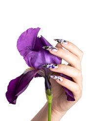 紫色花卉美甲图片