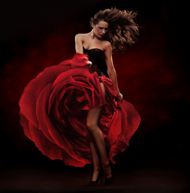 美女舞动玫瑰裙图片