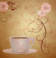 复古花纹茶杯高清图片