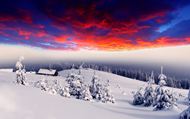 黄昏雪景图片