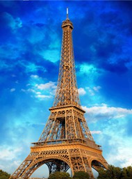 蓝天白云巴黎铁塔图片