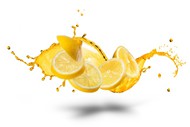黄色柠檬片水花图片
