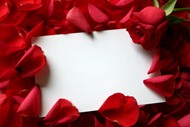 空白卡片与玫瑰花瓣图片