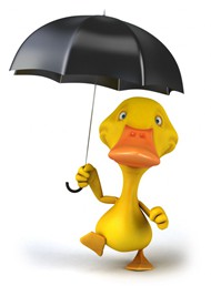 卡通小黄鸭撑伞图片