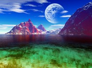 蓝天月亮山水风景图片