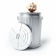 躲在垃圾桶的3D宝宝图片