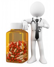3D小人医生和药瓶胶囊图片