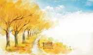 黄色秋景画图片