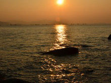 鼓浪屿夕阳海边图片素材