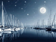 月夜码头图片素材
