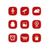 扁平化红色系列手机UI图标图片素材